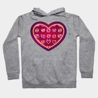 Glowing Neon Hearts Seamless Background Hoodie